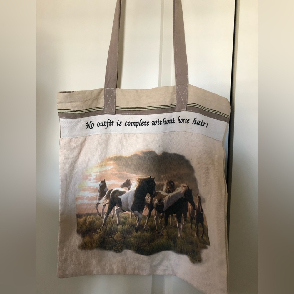 Cotton Tote, “No Outfit is Complete Without Horsehair” embroidery.